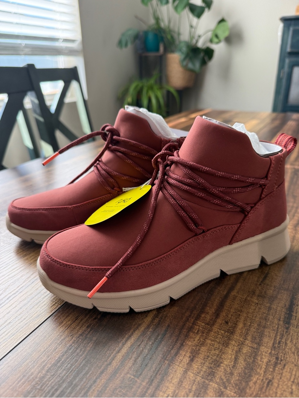Ryka Women's Ankle Booties in Burgundy with Cream Soles